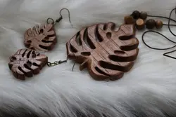 گردن آویز ست طرح برگ انجیری