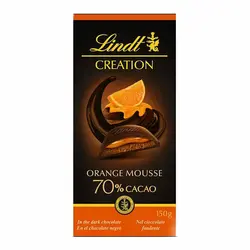 شکلات تلخ آلمانی لینت  70 % LINDT CREATION پر شده با موس پرتقالی 150 گرم