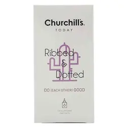 کاندوم خاردار و شیاردار چرچیلز Churchills Ribbed & Dotted حاوی اسانس وانیل و روان کننده مضاعف بسته 12 عددی