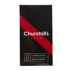کاندوم نازک چرچیلز Churchills Classic Natural حاوی روان کننده و رایحه وانیل بسته 12 عددی