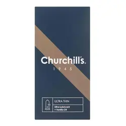 کاندوم نازک چرچیلز Churchills Ribbed & Dotted حاوی روان کننده مضاعف و رایحه وانیل بسته 12 عددی