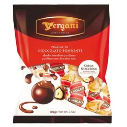 شکلات پذیرایی فله ورگانی Vergani cioccolato fondente با مغز پرالین شکلات تلخ با کرم فندق