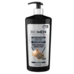 شامپو ضد ریزش بیومن BIOMEN SIYAH SARIMSAK حاوی عصاره سیر سیاه و یون نقره مناسب انواع مو 1000 میل