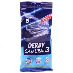 تیغ خودتراش 3 تیغ DERBY دربی مدل SAMURAI 3 بسته 5 عددی