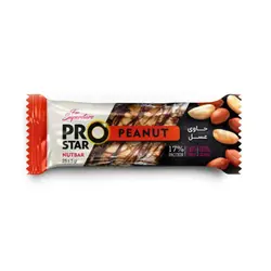 نات بار  بادام زمینی پرواستار PRO STAR PEANUT حاوی بادام زمینی، کنجد، گندم حجیم شده ، عسل 25 گرم