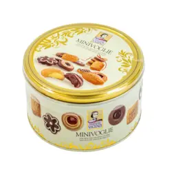 کوکی جعبه فلزی کادویی ایتالیایی ماتیلدا ویچنزی MATILDE VICENZI minivoglie مخلوط شیرینی های سنتی 500 گرم