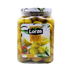 زیتون سبز لوراس Loras شکسته لیمویی 900 گرم