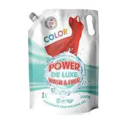 ژل لباسشویی آلمانی واش اند فری WASH & FREE  Power De Luxe COLOR مناسب لباسهای رنگی 50 بار شستشو 2000 گرم