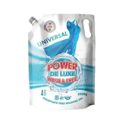 ژل لباسشویی آلمانی واش اند فری WASH & FREE  Power De Luxe UNIVERSAL مناسب انواع البسه 50 بار شستشو 2000 گرم