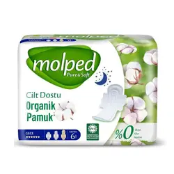 نوار بهداشتی شب مولپد Molped Pure & Soft فوق العاده جاذب سایز بزرگ 6 عدد