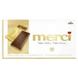 شکلات تخته ای آلمانی مرسی Merci Coffee & Cream شکلات شیری با قهوه و خامه خوب 100 گرم