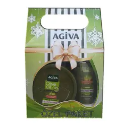 پک کادویی کرم مرطوب کننده آگیوا Agiva Zeytin yağlı حاوی عصاره روغن زیتون 300 میل + 75 میل