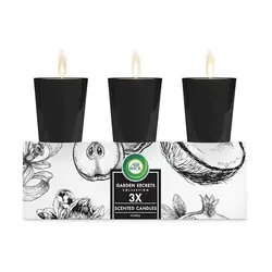 شمعهای معطر بریتانیایی ایرویک Air Wick رایحه	وانیل فرانسوی و نارگیل برشته شده، گل صد تومانی و آنژو، انار و ترنج  220*3 گرم