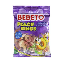 پاستيل ببتو BEBETO PEACH RINGS با طرح حلقه ای 80 گرم