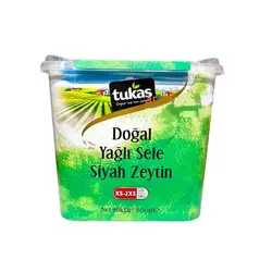 زیتون سیاه چروک توکاش Tukash Dogal Yagli Sele Siyah Zeytin روغنی 800 گرم