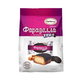 ویفر پذیرایی روسی آکوند Akkond با مغز کرم کارامل و تکه های کوکی 250 گرم