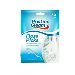 نخ دندان انگلیسی گلیم پریستین Pristine Gleam Floss Picks بدون طعم 75 عددی