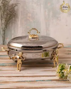 سوفله خوری دربدار بیضی سایز متوسط فرشته استیل_برنج کدs5