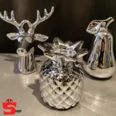 دکوری گوزن/گلابی/جا شمعی اناناس سرامیکی سیلور آینه ای کد516