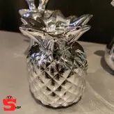دکوری گوزن/گلابی/جا شمعی اناناس سرامیکی سیلور آینه ای کد516