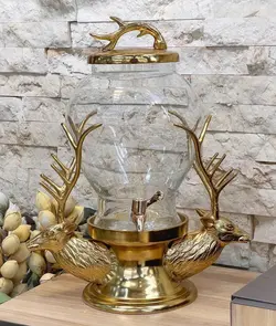 کلمن گوزن دو سر طلایی شیشه ساده کد0067