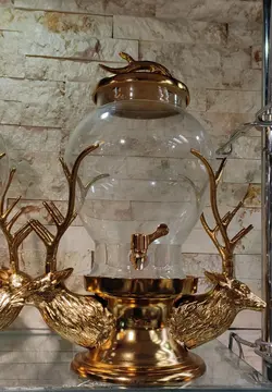 کلمن گوزن دو سر طلایی شیشه ساده کد0067