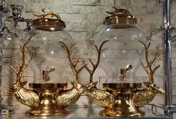 کلمن گوزن دو سر طلایی شیشه ساده کد0067