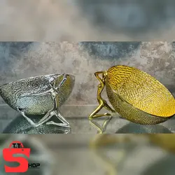 میوه خوری نیمه گرد ژستو آلمینیومی مدل چکش کاری شده سیلور_طلایی کد207