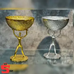 آجیل خوری ژستو آلمینیومی مدل چکش کاری شده سیلور_طلایی کد203