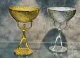 آجیل خوری ژستو آلمینیومی مدل چکش کاری شده سیلور_طلایی کد203