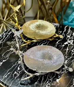 شیرینی خوری پرنده آلمینیومی سیلور_طلایی