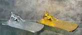 دیس مستطیل ژستو آلمینیومی مدل چکش کاری شده سیلور_طلایی کد208
