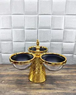 اردو/مزه خوری پایه دار چکش کاری شده طلایی سیلور کد1455