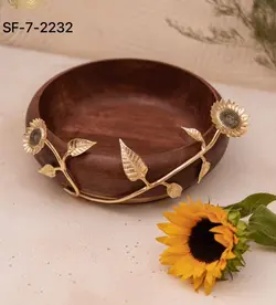 میوه خوری چوبی_برنجی گل آفتابگردان کد2232