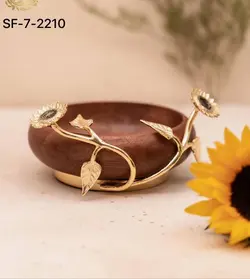 شکلات خوری چوبی_برنجی گل آفتابگردان کد2210