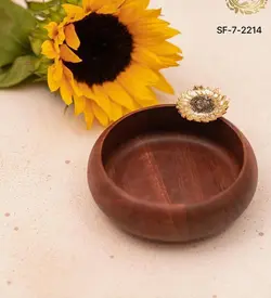 پیاله چوبی_برنجی گل آفتابگردان کد2214