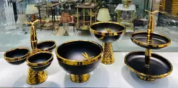 سرویس 4 تیکه طلایی مشکی مدل چکش کاری شده طرح سنجاقک کد12501