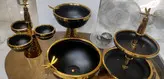 سرویس 4 تیکه طلایی مشکی مدل چکش کاری شده طرح سنجاقک کد12501