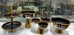 سرویس 6 تیکه طلایی سفید مدل چکش کاری شده کد12503