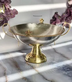 میوه خوری گود پایه دار فرشته استیل برنج هندی سایز بزرگ