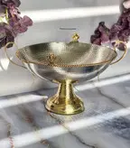 میوه خوری گود پایه دار فرشته استیل برنج هندی سایز بزرگ