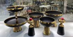 سرویس 5تیکه طلایی مشکی مدل چکش کاری شده کد12601
