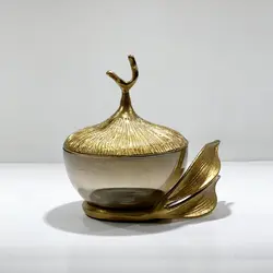 قندان /شکلات خوری دربدار مدل برگ کد1026