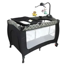 تخت و پارک طرح دار بیبی فور لایف baby 4life رنگ مشکی
