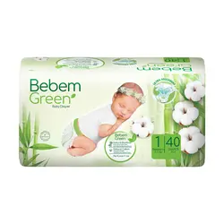 پوشک چسبی ببم سبز Bebem Green سایز 1 بسته 40 عددی