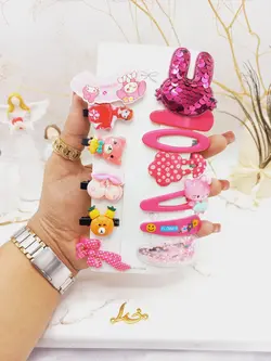 پک گیره و پنس مو دخترانه فانتزی دخترانه طرح شماره 4 - فروشگاه عمده لوازم آرایشی ورانی