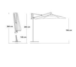 سایبان چتری متحرک تکنو ویلا گیربکس دار | ایران سایه بان، عرضه کننده انواع سایبان | سقف برقی و پرده برقی