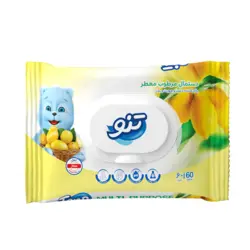 دستمال مرطوب کودک تنو معطر لیمو 60 عددی - فروشگاه جان به به