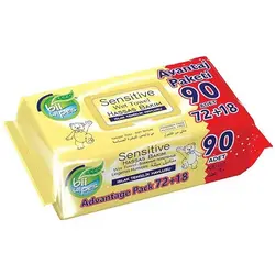 دستمال مرطوب بی ویپس برای پوست های حساس 90 عددی - فروشگاه جان به به