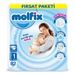پوشک بچه مولفیکس چسبی سایز 1 بسته 82 عددی - فروشگاه جان به به